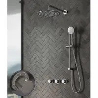 Saniclear Plus Stripes inbouw regendouche met 20cm hoofddouche, muurarm en glijstang RVS