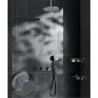 Saniclear Plus Curved inbouw regendouche met 20cm hoofddouche en plafondarm chroom