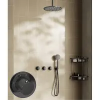 Saniclear Plus Curved inbouw regendouche met 30cm hoofddouche en plafondarm verouderd ijzer - gunmetal