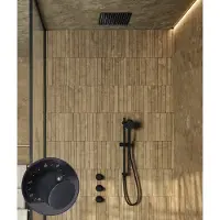 Saniclear Plus Stripes inbouw regendouche met inbouw douchekop 30x30cm en glijstang zwart mat
