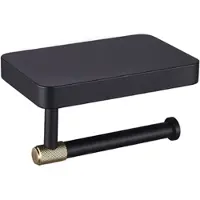 Eastbrook Catania messing toiletrolhouder met plankje zwart mat en messing geborsteld