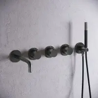 Saniclear Plus Curved Pro inbouw badkraan met 20cm uitloop verouderd ijzer - gunmetal