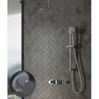 Saniclear Plus Stripes inbouw regendouche met 20cm hoofddouche, plafondarm en glijstang chroom