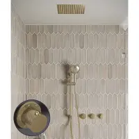 Saniclear Plus Curved inbouw regendouche met inbouw douchekop 30x30cm, glijstang en 2 standen handdouche geborsteld messing - mat goud