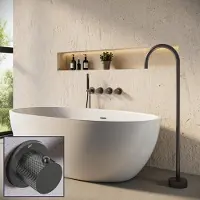 Saniclear Plus Curved Pro inbouw badkraan met vrijstaande uitloop verouderd ijzer - gunmetal