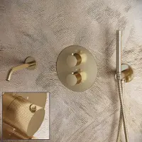 Saniclear Brass Stripes inbouw badkraan rond geborsteld messing - mat goud