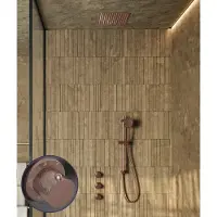 Saniclear Plus Curved inbouw regendouche met inbouw douchekop 30x30cm en glijstang geborsteld koper