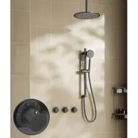 Saniclear Plus Curved inbouw regendouche met 30cm hoofddouche, plafondarm en glijstang verouderd ijzer - gunmetal