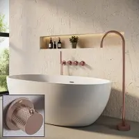 Saniclear Plus Curved inbouw badkraan met vrijstaande uitloop en staafhanddouche geborsteld koper