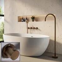 Saniclear Plus Curved inbouw badkraan met vrijstaande uitloop verouderd messing