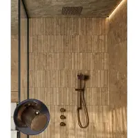 Saniclear Plus Curved inbouw regendouche met inbouw douchekop 30x30cm en glijstang verouderd messing