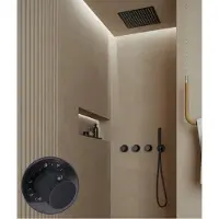 Saniclear Plus Curved inbouw regendouche met inbouw douchekop 30x30cm en staafhanddouche zwart mat