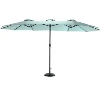 Merax 4.5 Meter Dubbele Tuinparasol Rechthoekig Lichtgroen met Draaimechanisme Zonder Parasolvoet