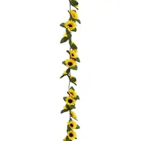 Atmosphera Kunstbloemen slinger zonnebloemen - 2x - 180 cm - geel/groen - decoratie - versiering