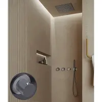 Saniclear Plus Stripes inbouw regendouche met inbouw douchekop 30x30cm en staafhanddouche chroom