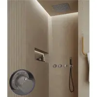 Saniclear Plus Curved Pro inbouw regendouche met inbouw douchekop 30x30cm en staafhanddouche RVS
