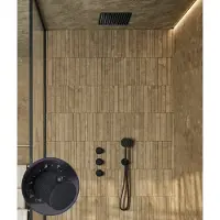 Saniclear Plus Curved inbouw regendouche met inbouw douchekop 30x30cm zwart mat