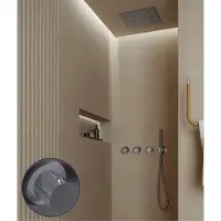 Saniclear Plus Curved inbouw regendouche met inbouw douchekop 30x30cm en staafhanddouche chroom