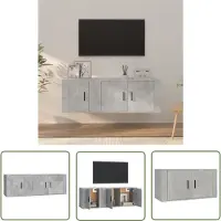 The Living Store TV-meubelset - Klassiek - Meubels - 80x34.5x40cm + 40x34.5x40cm - Betongrijs