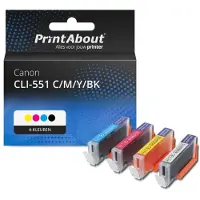 PrintAbout Huismerk Canon CLI-551 C/M/Y/BK Inktcartridge 4-kleuren Multipack