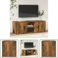 The Living Store Mediakast Gerookt Eiken - 100x31.5x35 cm - Stevig Hout - Met Opbergruimte
