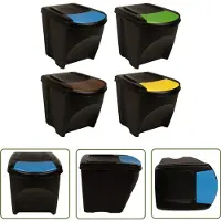 The Living Store Living Store Stapelbare afvalbakken, 4 stuks, antraciet, 100 liter
