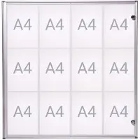 MAUL MAULextraslim Vitrinekast Magnetisch 12 x A4 Wandmontage Afsluitbaar Binnen 93 (B) x 95,1 (H) cm Zilver