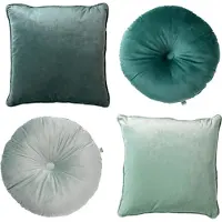 Dutch decor - KUSSENSET - 4-delig - Velvet Shapes - 45x45 cm en Ø38 cm - inclusief binnenkussens - groen - Met Ritssluiting – Decoratie Kussens - Comfortabele kussentjes voor op de Bank