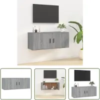 The Living Store TV Wandmeubel - Serie - Televisiemeubel - 100x34.5x40 cm - Grijs Sonoma Eiken