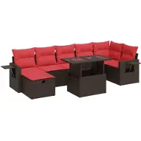 vidaXL 8-delige Loungeset met kussens poly rattan acacia bruin
