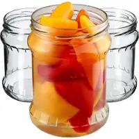 Hobby Hall Inmaakpotten, 500 ml, bewaarpotten met schroefdeksel, inmaakpotten, jampot, voorraadpot, conservenglas, ronde potten (zonder deksel, 8 stuks)