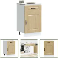 vidaXL Sonomaneik - Keukenonderkast - Keuken onderkast Kalmar bewerkt hout sonoma eikenkleurig - Houten Kast - Keukenopslag - Onderkasten