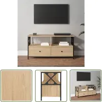 The Living Store Industriële TV-kast - 90 x 33 x 45 cm - Sonoma eiken hout - Montage vereist