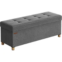 Songmics Voetenbank met opbergruimte en deksel, Donkergrijs / 38 x 110 x 40 cm
