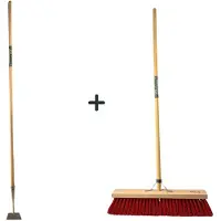 Synx Store Synx Tools Rechte Schoffel 12cm met Staal 160cm + Nylon Straatbezem 60cm - Rechte Schoffel 12cm - Buitenbezem