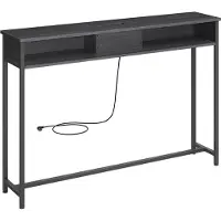 Vasagle Consoletafel met stopcontacten bespaart ruimte, Antracietgrijs + inktzwart