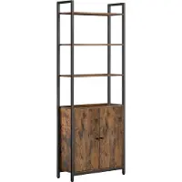 Vasagle Boekenkast met verstelbare planken en handige opbergruimte, vintage bruin + inkt zwart / 24 x 60 x 159,5 cm