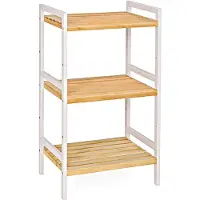 Songmics Bamboe keukenplank, 3 planken, Wit + natuurlijk