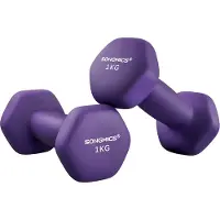 Songmics Hexagon dumbbells voor thuis met neopreen coating, Paars / 2 x 1 kg