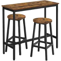 Vasagle Bartafelset met 2 barkrukken vintage bruin-zwart
