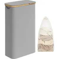 Songmics Wasmand met deksel, Grijs / 65L (42 x 22,5 x 70,5 cm)