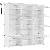 Songmics Schoenenrek met 12 planken, schoenenkast, 30 x 40 x 30 cm per plank, smal, met deuren, stalen frame, kunststof, voor gang, slaapkamer, hal, wit