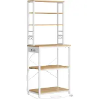 Vasagle Keukenrek met stopcontacten voor magnetron en apparaten, Gouden Eiken-Wolkwit / 60B cm