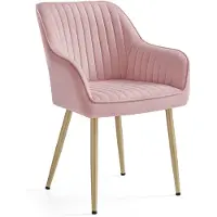 Songmics Eetkamerstoelen met armleuningen en metalen poten, pastelroze-bleek goud / 1