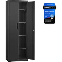 Songmics Archiefkast met 2 deuren, Mat Zwart / 40 x 60 x 180 cm (D x B x H)