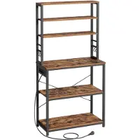 Vasagle Keukenrek met stopcontacten voor magnetron en apparaten, Vintage Bruin + Zwart / 80B cm
