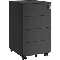 Songmics Mobiele archiefkast met meerdere laden, Inktzwart / 4 planken (45D x 39B x 69H cm)