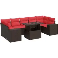 vidaXL 8-delige Loungeset met kussens poly rattan acacia bruin
