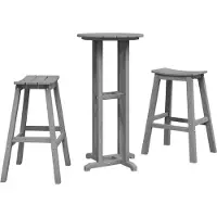 vidaXL Tuin Bar Set 3 st Lichtgrijs HDPE
