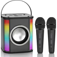 BOG Karaoke Microfoon Voor Kinderen Karaoke Met 2 Microfoons Karaoke Machine Voor Kinderen Met Ledverlichting Compatibel Met TF Kaart USB AUX Kerstfeesten